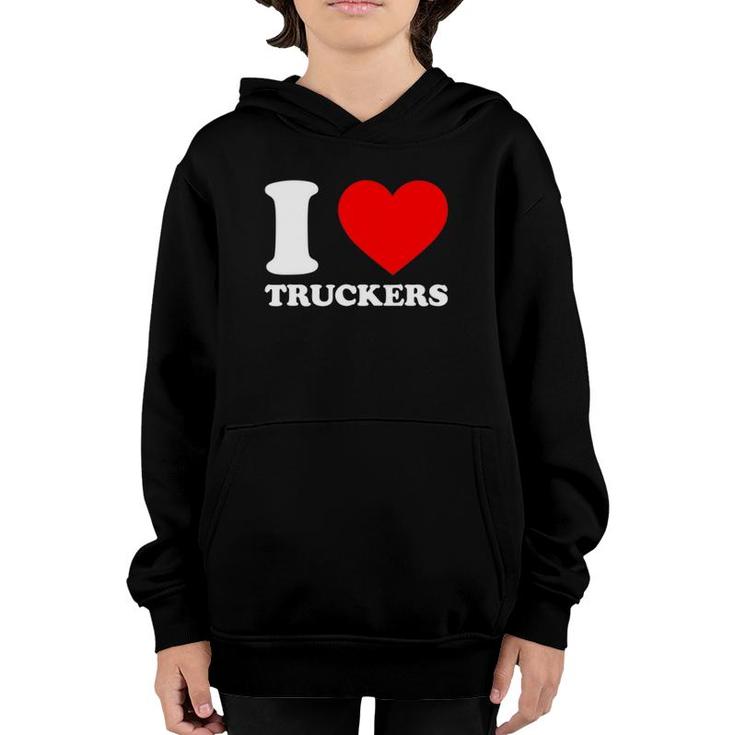 I Love Heart Truckers Canadian Truckers Support Freedom Convoy Youth Hoodie