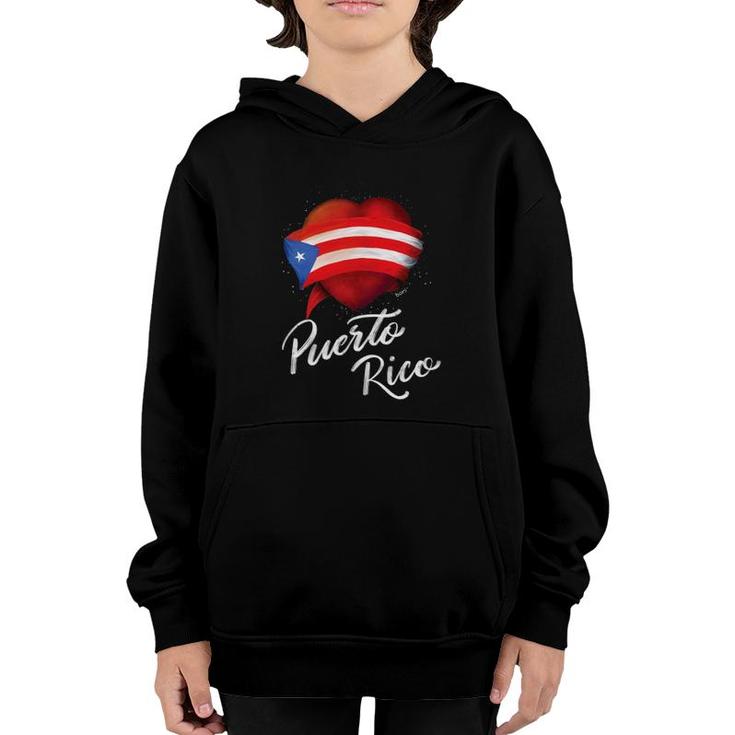 I Love Puerto Rico Flag For Women Youth Hoodie