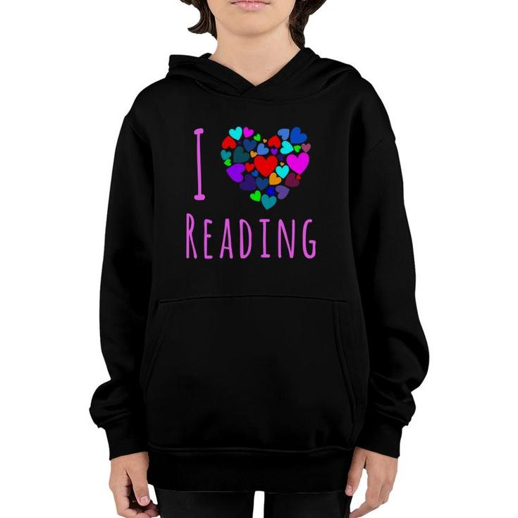 I Love Reading - Heart Love Books  Reading Club Youth Hoodie