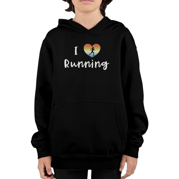 I Love Running I Heart Running Women Gifts Cute Retro Heart Youth Hoodie