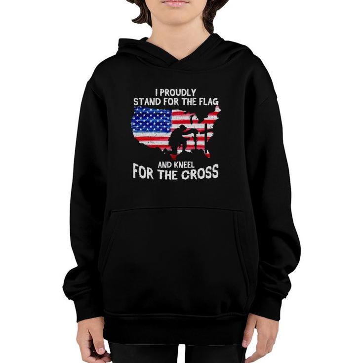 I Stand For The Flag And Kneel For The Cross America Patriot Youth Hoodie