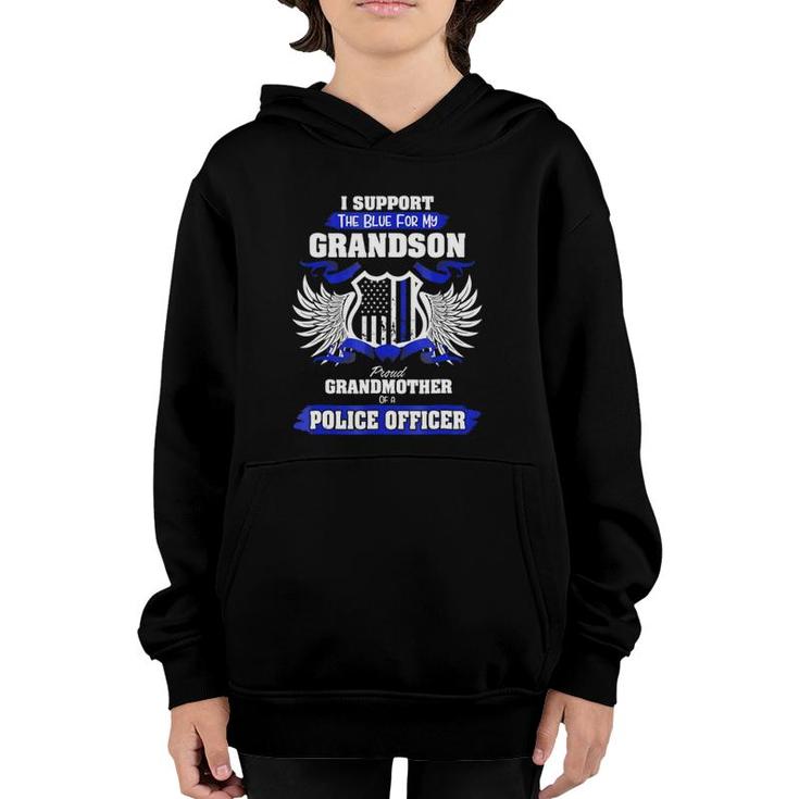 I Support The Blue-Police Officer Grandmother Gifts Youth Hoodie
