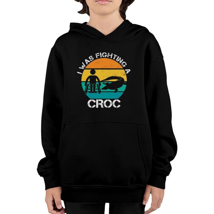 I Was Fighting A Croc Funny Wheelchair Humor Handicapped Youth Hoodie