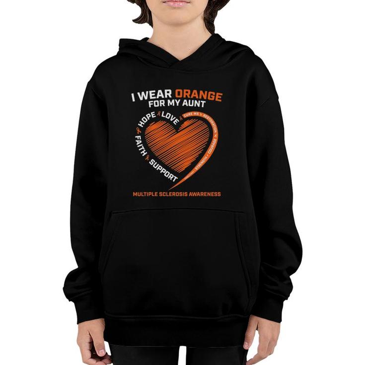 I Wear Orange For My Aunt Ms Multiple Sclerosis Awareness Youth Hoodie