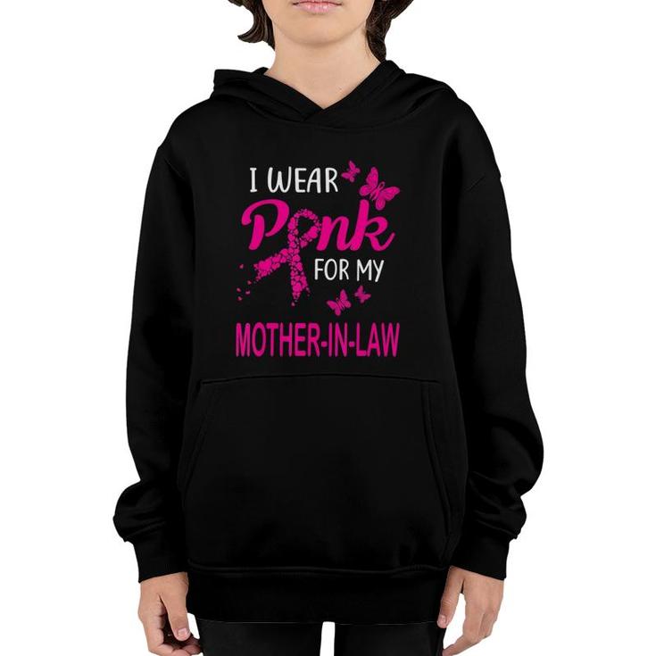 I Wear Pink For My Mother-In-Law Breast Cancer Awareness Youth Hoodie