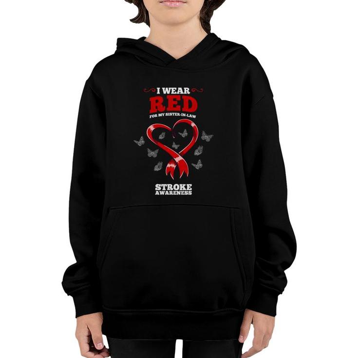 I Wear Red For My Sister In Law Stroke Awareness Youth Hoodie