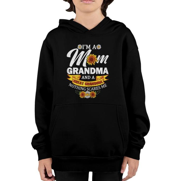 I'm A Mom Grandma Great Nothing Scares Me Funny Mothers Day Youth Hoodie