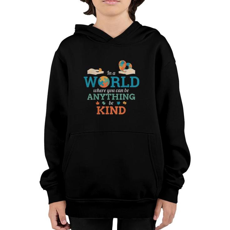 In A World Anything Be Kind Puzzle Autism Awareness Youth Hoodie
