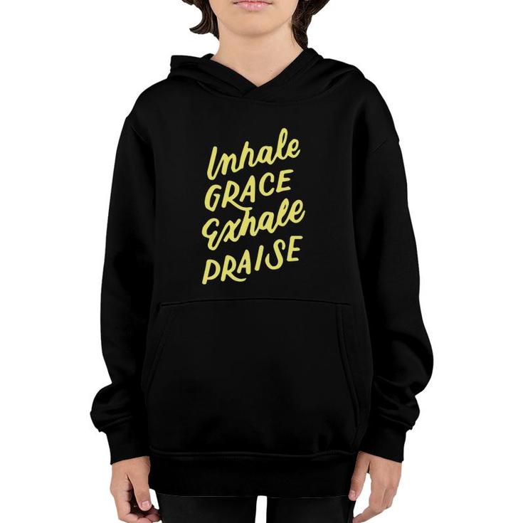 Inspirational Christian Yoga Pun Inhale Grace Exhale Praise Youth Hoodie