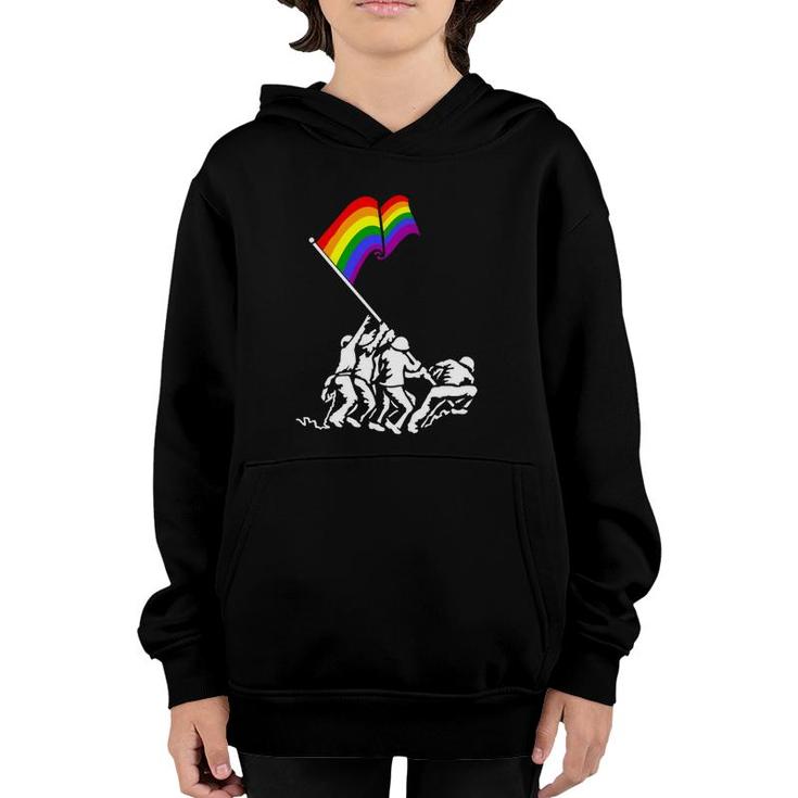 Iwo Jima Pride Flag Gift Lgbt Rights For Military Soldiers Youth Hoodie