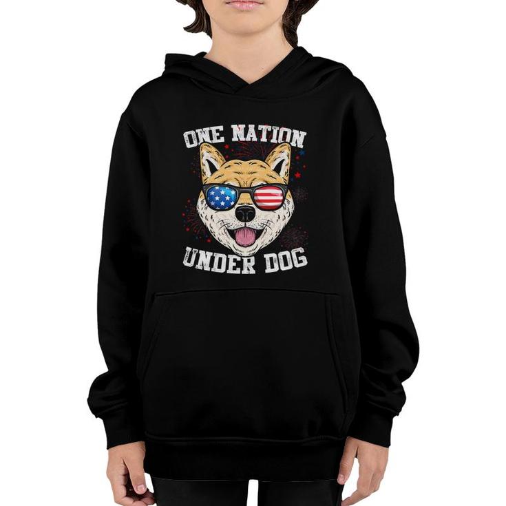 Japanese Spitz One Nation Under Dog 4Th Of July Funny Gift Youth Hoodie