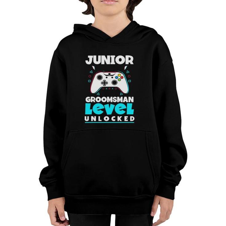 Junior Groomsman Level Unlocked Gaming Party Awesome Cute Youth Hoodie