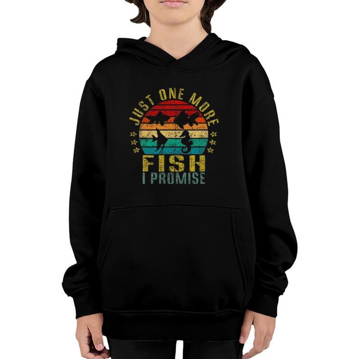 Just One More Fish I Promise Funny Retro Youth Hoodie