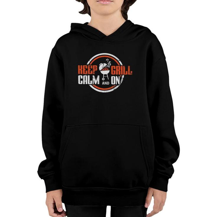 Keep Calm And Grill Onbbq Grilling Youth Hoodie