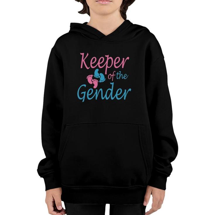 Keeper Of The Gender Reveal White - Baby Announcement Idea Youth Hoodie