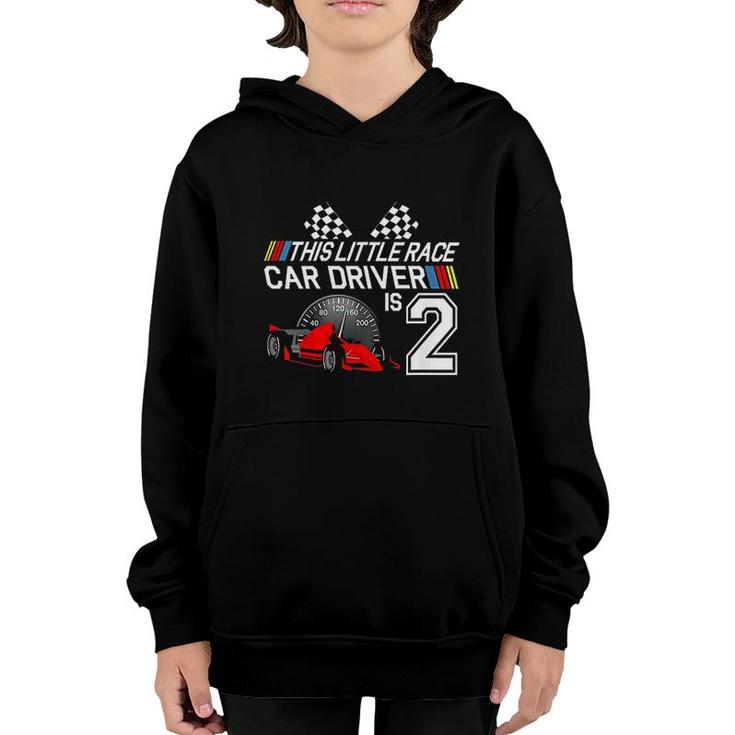 Kids 2 Year Old Race Car Birthday 2nd Racing Party Gift Cute Youth Hoodie