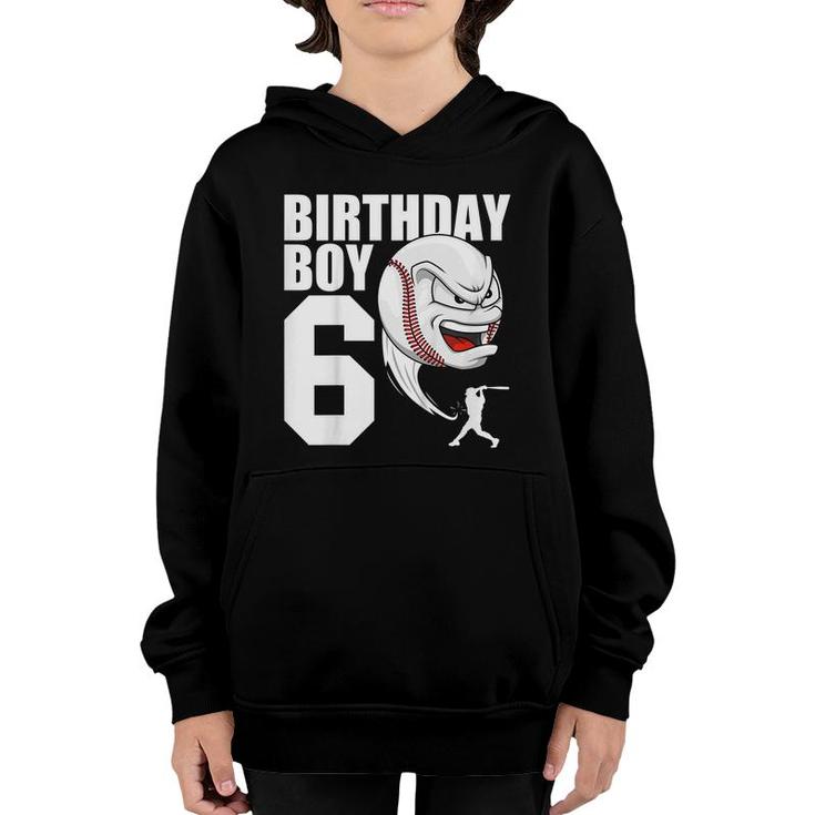 Kids 6 Year Old Baseball Birthday Party Theme 6Th Gift For Boy  Youth Hoodie