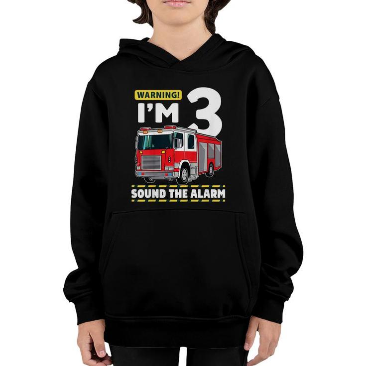 Kids Fire Truck 3 Year Old Firefighter 3Rd Birthday Boy Toddler  Youth Hoodie