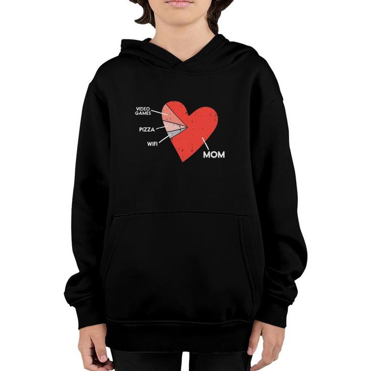 Kids Video Games Gift Pizza Wifi Mom Heart Kid Baby Boy Valentine's Day Gift Youth Hoodie