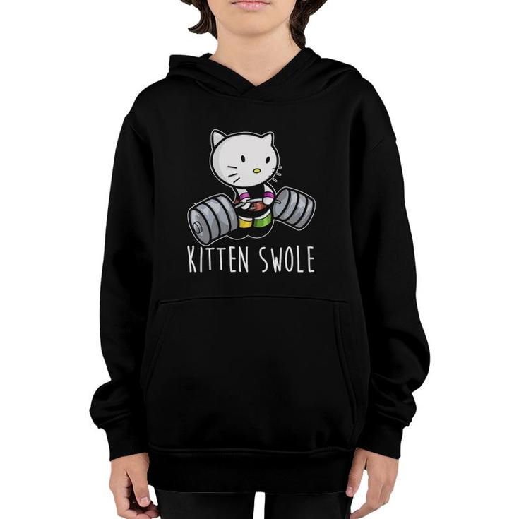 Kitten Swole Cat Powerlifting Weightlifting Gym Training Youth Hoodie