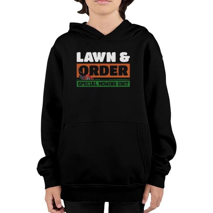 Lawn And Order Special Mowing Unit Humor Parody Lawnmower Youth Hoodie