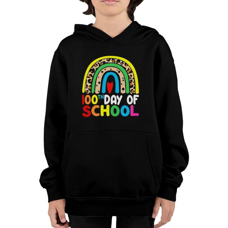 Leopard Rainbow 100 Days Of School 100Th Day Teacher Student Youth Hoodie