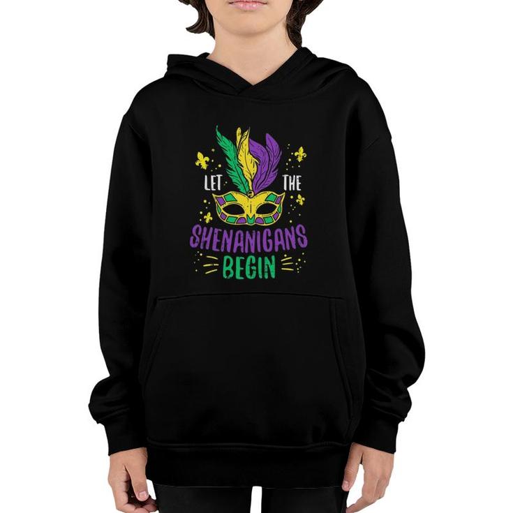 Let The Shenanigans Begin Jester Funny Mardi Gras Carnival  Youth Hoodie