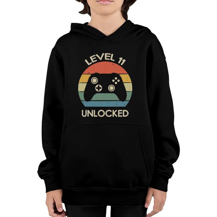 Level 11 Unlocked 11Th Gaming Birthday Controller Gamer Gift Youth Hoodie