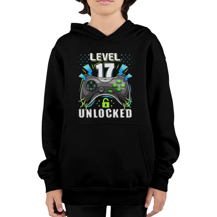 Level 17 Unlocked Retro Video Game 17Th Birthday Gamer Gift Youth Hoodie