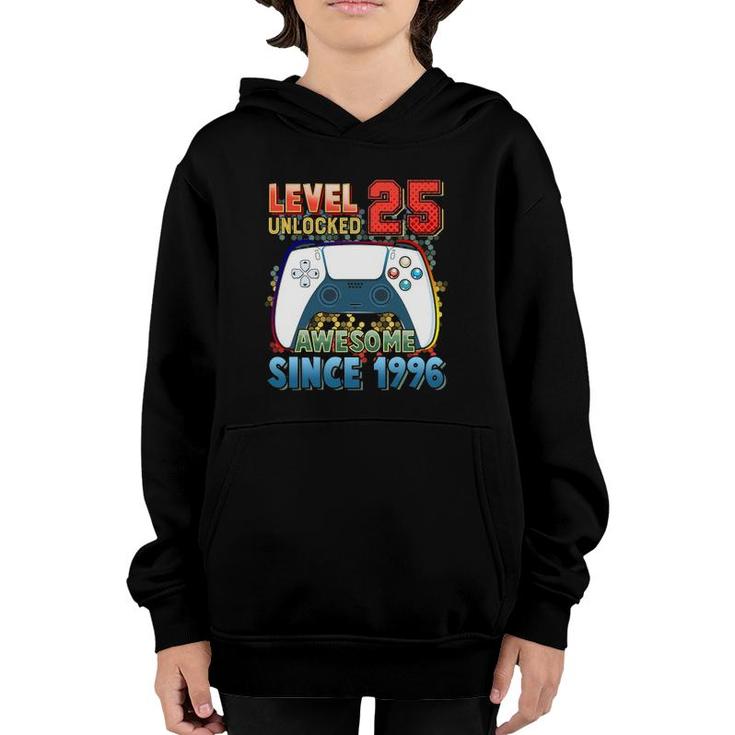 Level 25 Unlocked Awesome 1996 Video Game 25 Birthday Gift Youth Hoodie