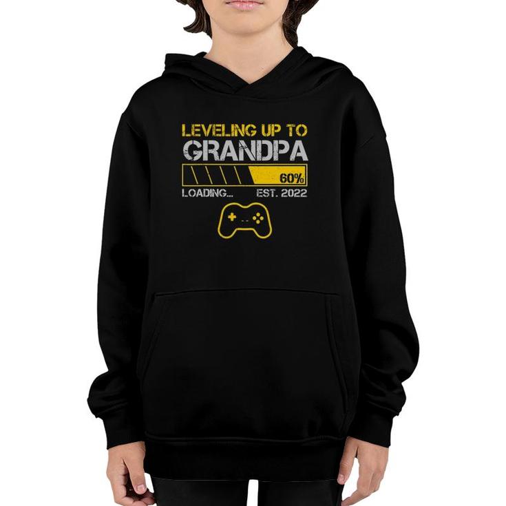 Leveling Up To Grandpa Est 2022 Loading Gaming Family Youth Hoodie
