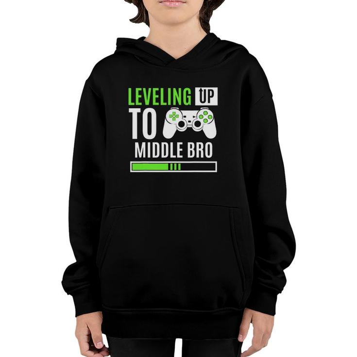 Leveling Up To Middle Bro Gaming Baby Gender Announcement Youth Hoodie