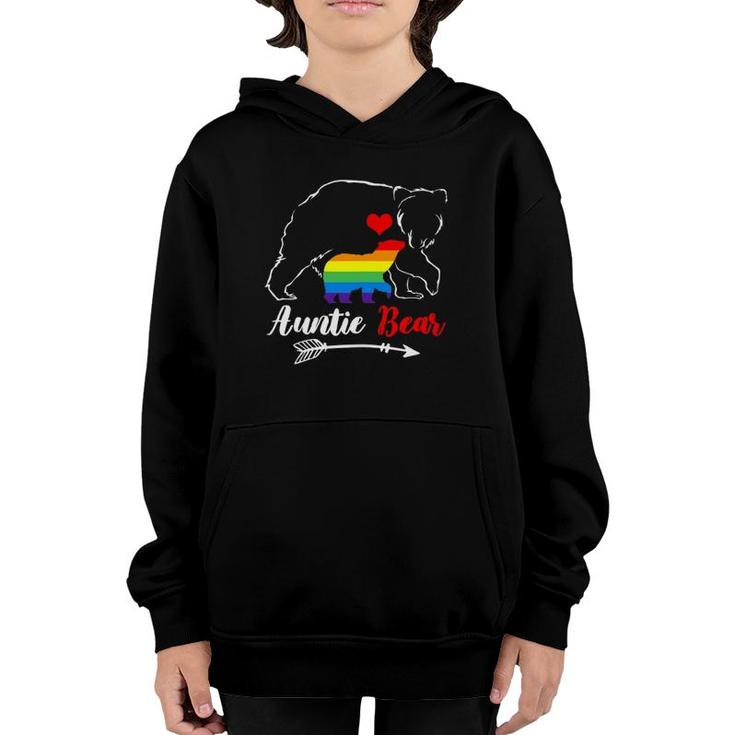 Lgbt Auntie Bear Aunt Gay Pride Proud Mom Mother's Day Youth Hoodie