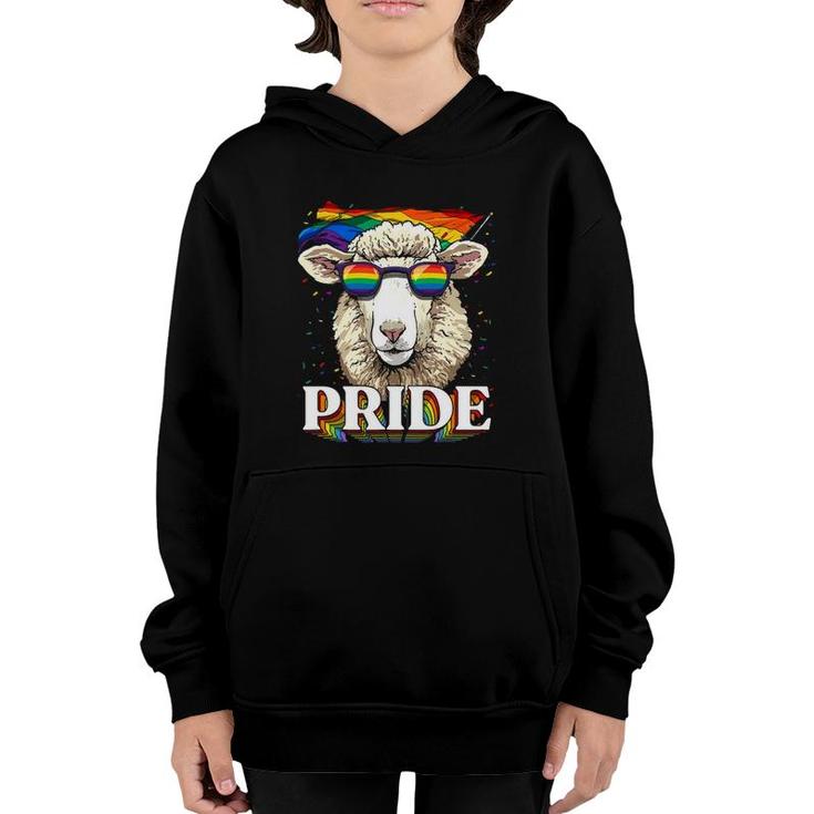 Lgbt Sheep Gay Pride Lgbtq Rainbow Flag Sunglasses Youth Hoodie