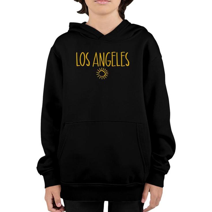 Los Angeles Sun Drawing Handwrittent Text Amber Print Youth Hoodie