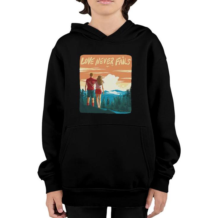 Love Never Fails Sunset Couple Youth Hoodie