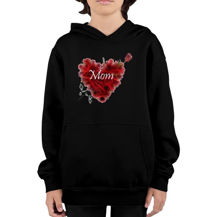 Love You Mom With Heart And Rose Mother's Day Gift Youth Hoodie