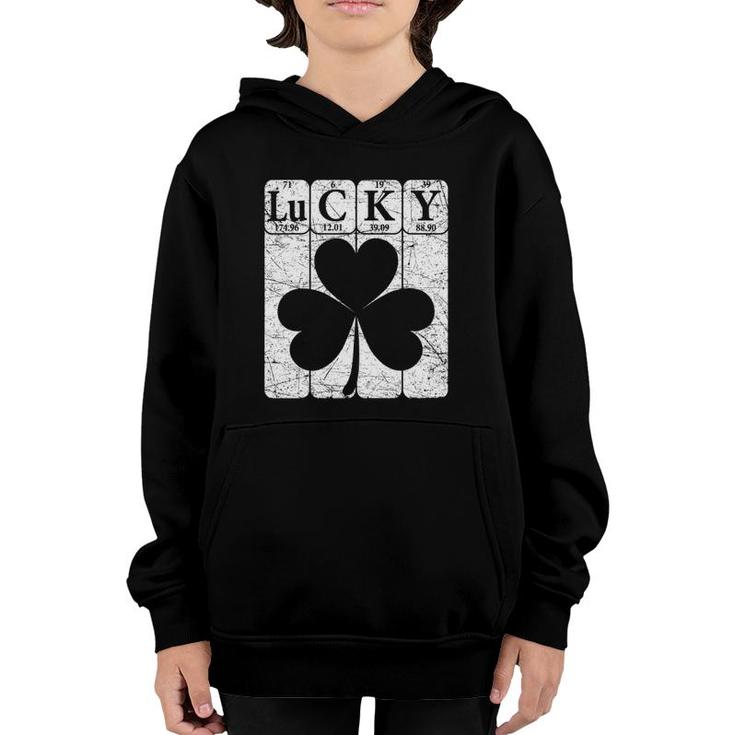 Lucky Shamrock Periodic Table Elements St Patrick's Day Nerd Youth Hoodie