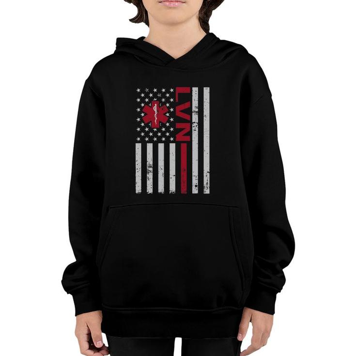 Lvn Licensed Vocational Nurse Usa Flag Youth Hoodie