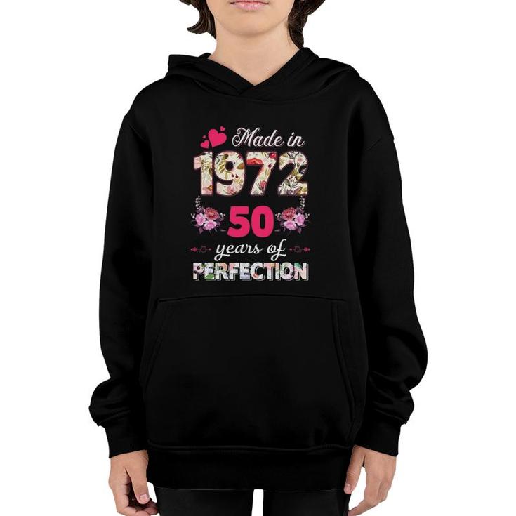 Made In 1972 Floral 50 Years Old 50Th Birthday Gifts Women Youth Hoodie