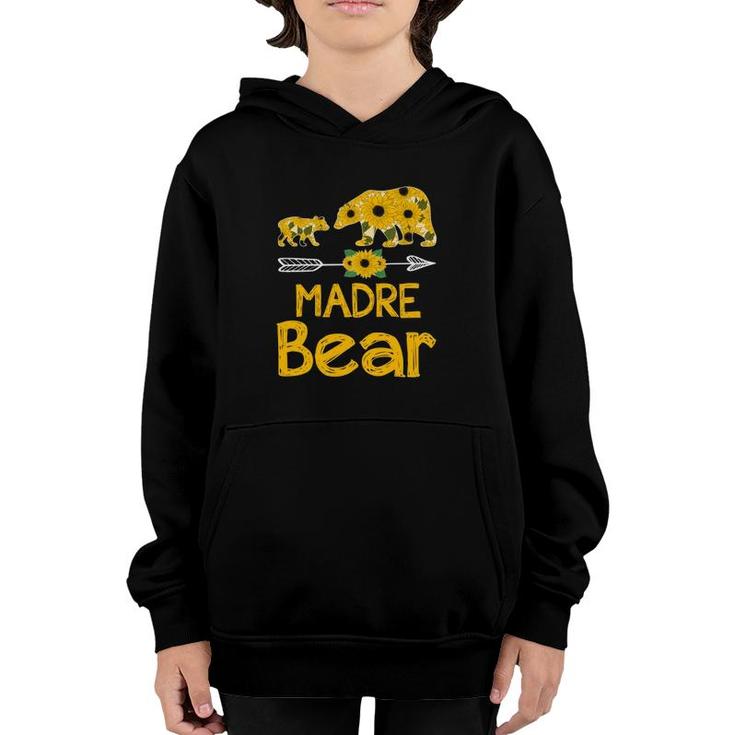 Madre Bear Sunflower Matching Mother In Spanish Portuguese For Mother’S Day Gift Youth Hoodie