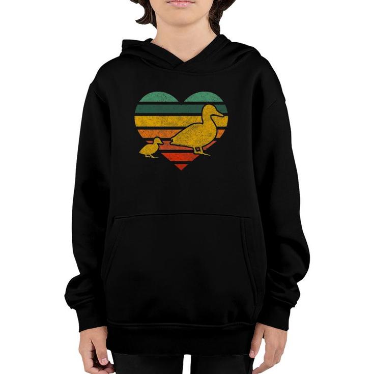 Mama Duck 1 Duckling  Animal Family Mother's Day Heart Youth Hoodie