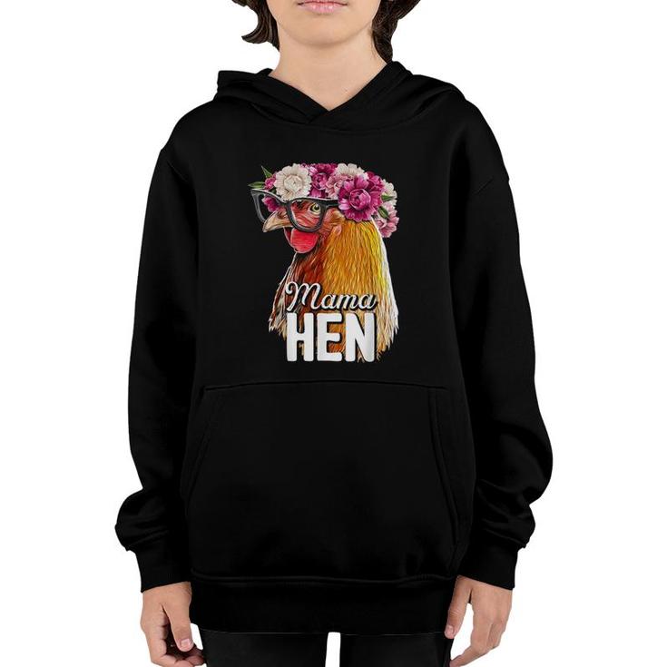 Mama Hen Floral Rhode Island Red Chicken Farmer  Gift Youth Hoodie