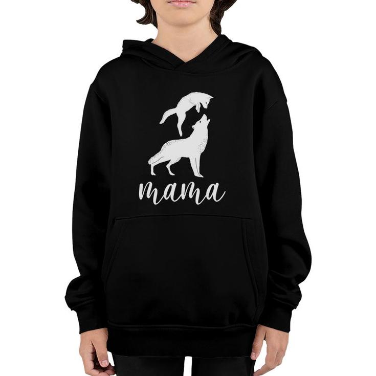 Mama Wolf & Baby Wolf Love Mom And Kids - Mothers Day Youth Hoodie