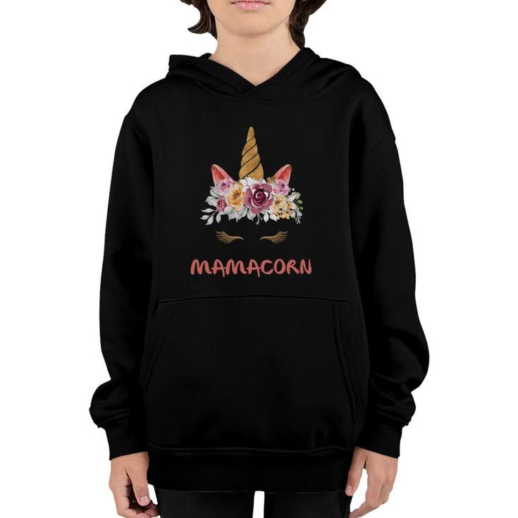Mamacorn Unicorn Face Mother's Day Mom Floral Youth Hoodie