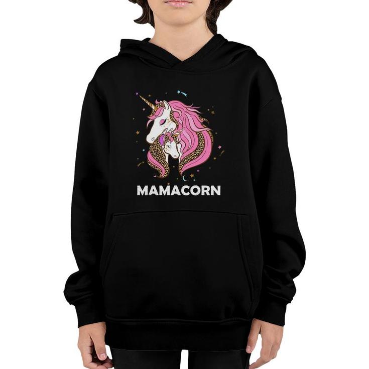 Mamacorn - Unicorn Mom And Baby Leopard Plaid Mother's Day Youth Hoodie