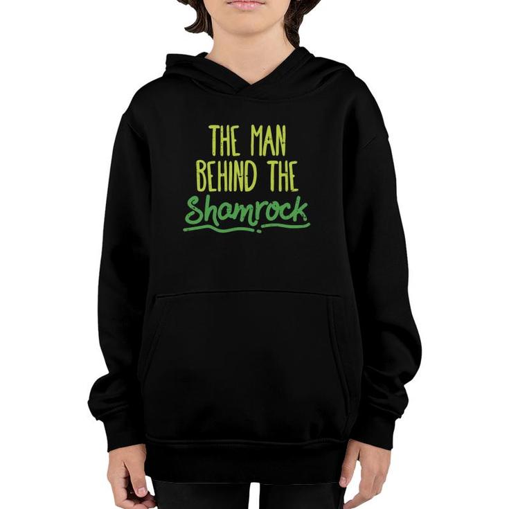 Man Behind The Shamrock  St Patrick's Day Pregnancy Dad Youth Hoodie