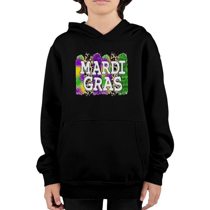Mardi Gras Leopard Sparkle Cheetah Parade 2022 Carnival Youth Hoodie