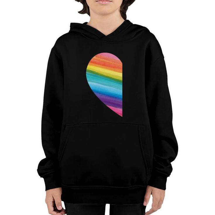 Matching Lgbt Valentines Day Rainbow Heart Gay Couple Gift Youth Hoodie