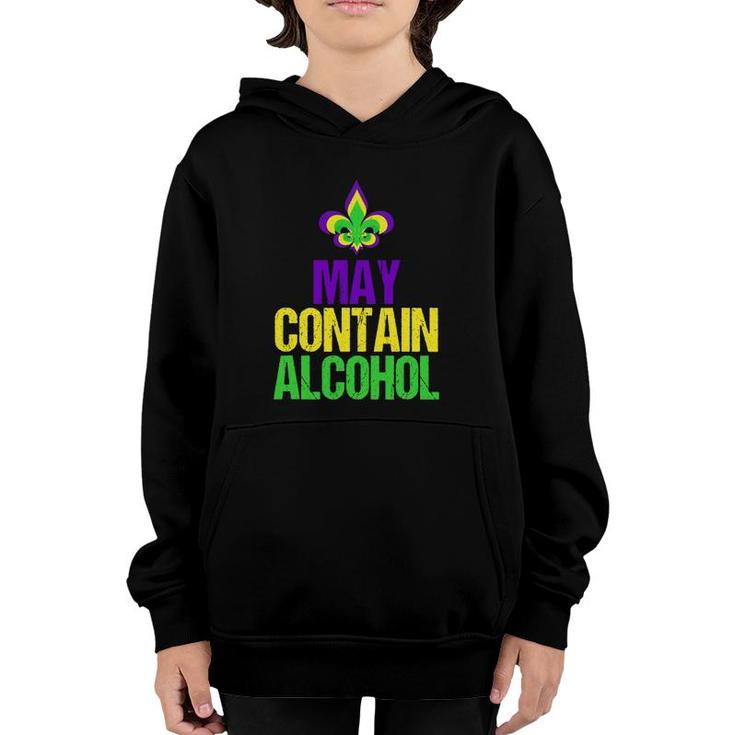 May Contain Alcohol- Funny Mardi Gras Youth Hoodie